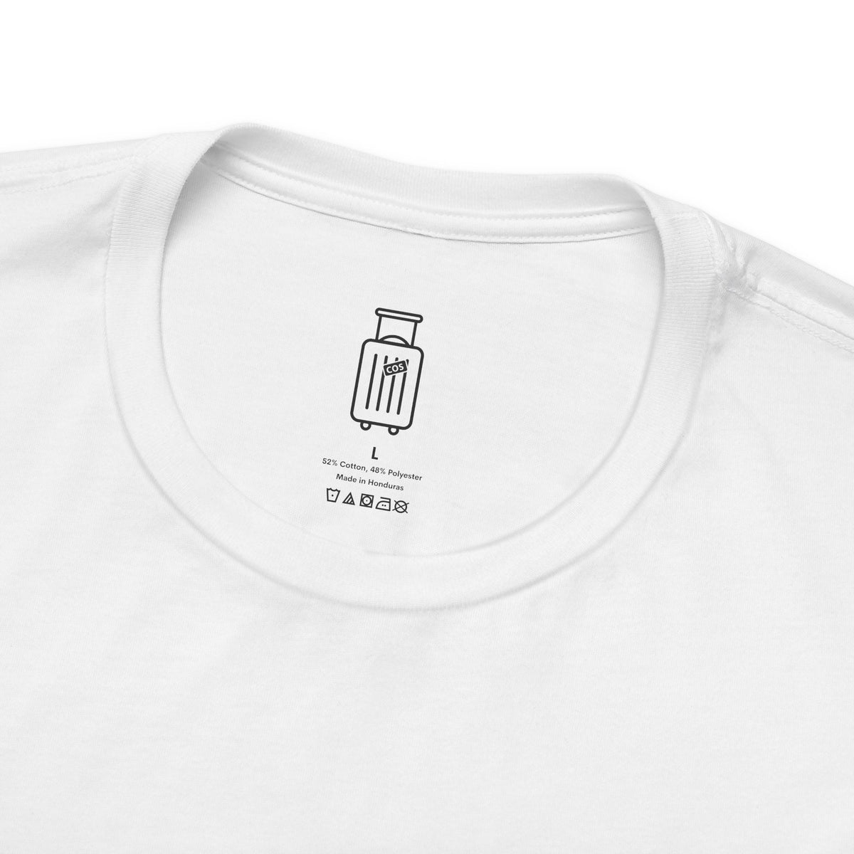 Custom Journey Collection inside neck label on the Window Seat tee