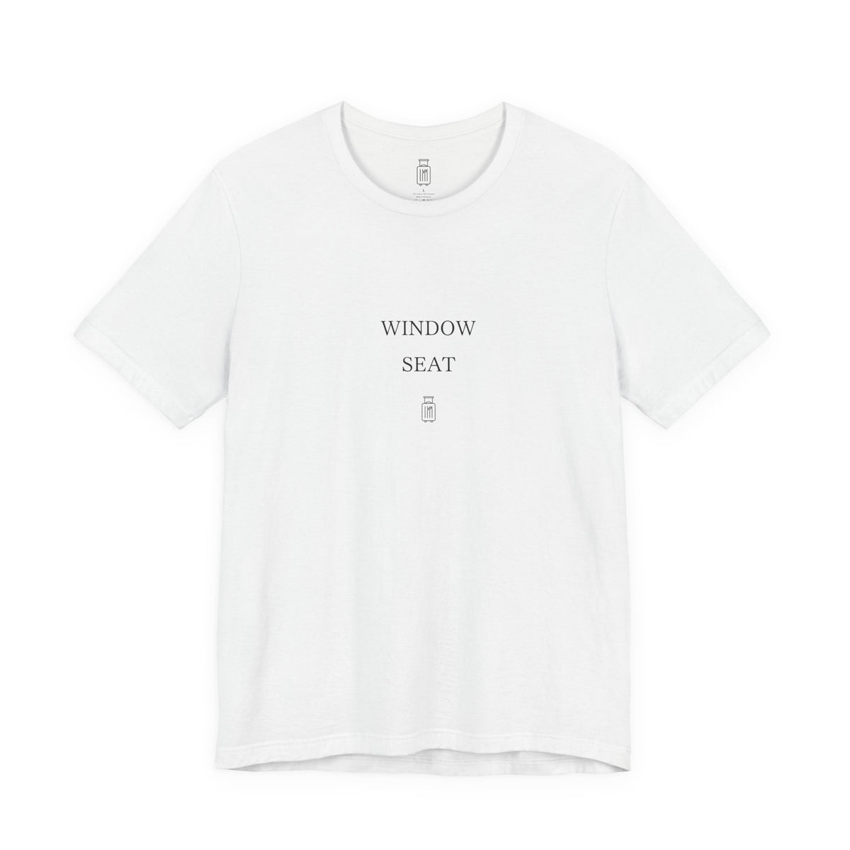 Front view of the Window Seat Bella+Canvas 3001 tee in Solid White Blend