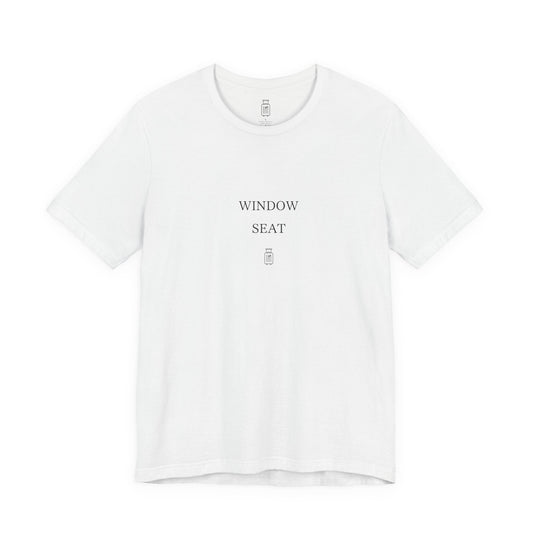 Front view of the Window Seat Bella+Canvas 3001 tee in Solid White Blend