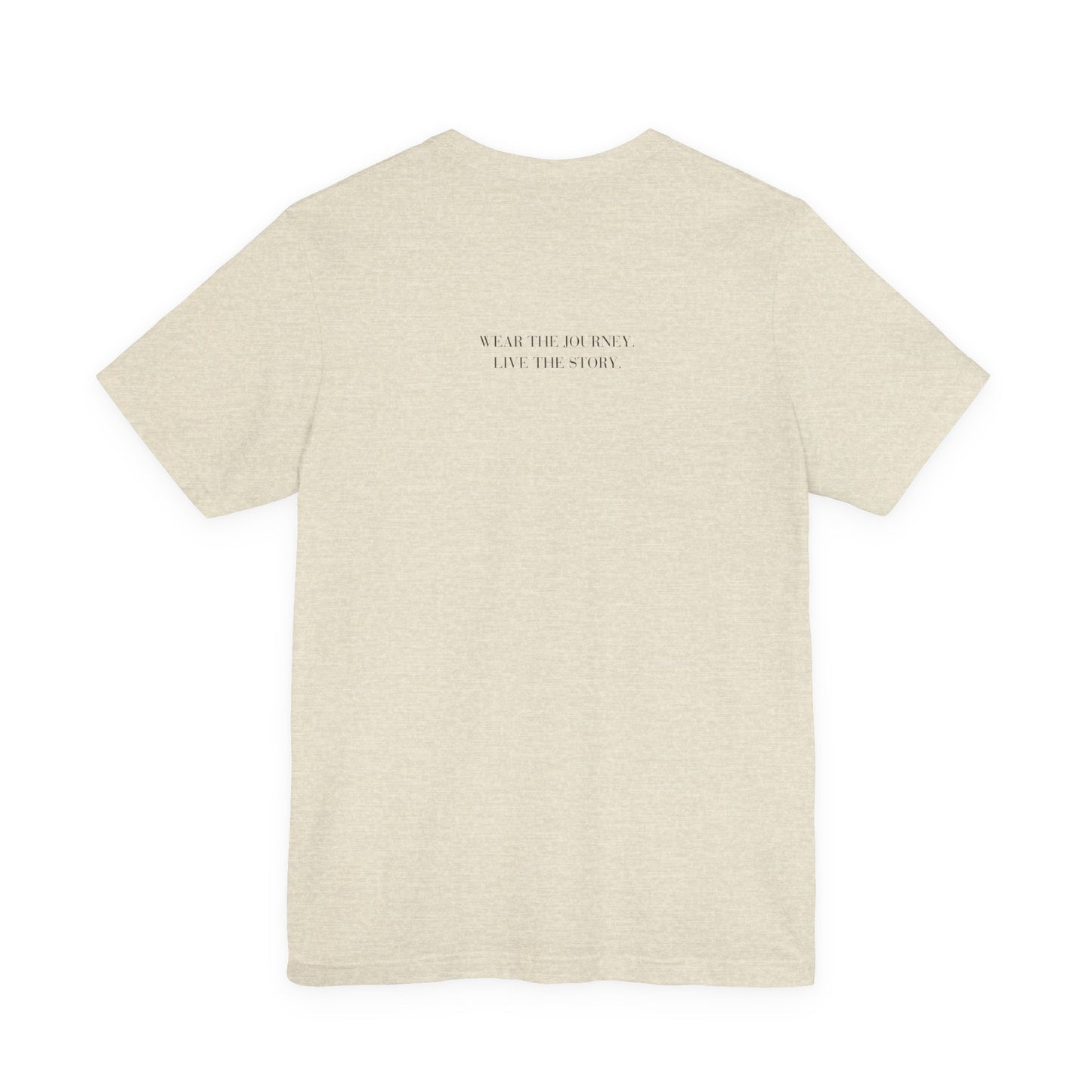 Back view of the Wander Often tee with Wear the Journey Live the Story message