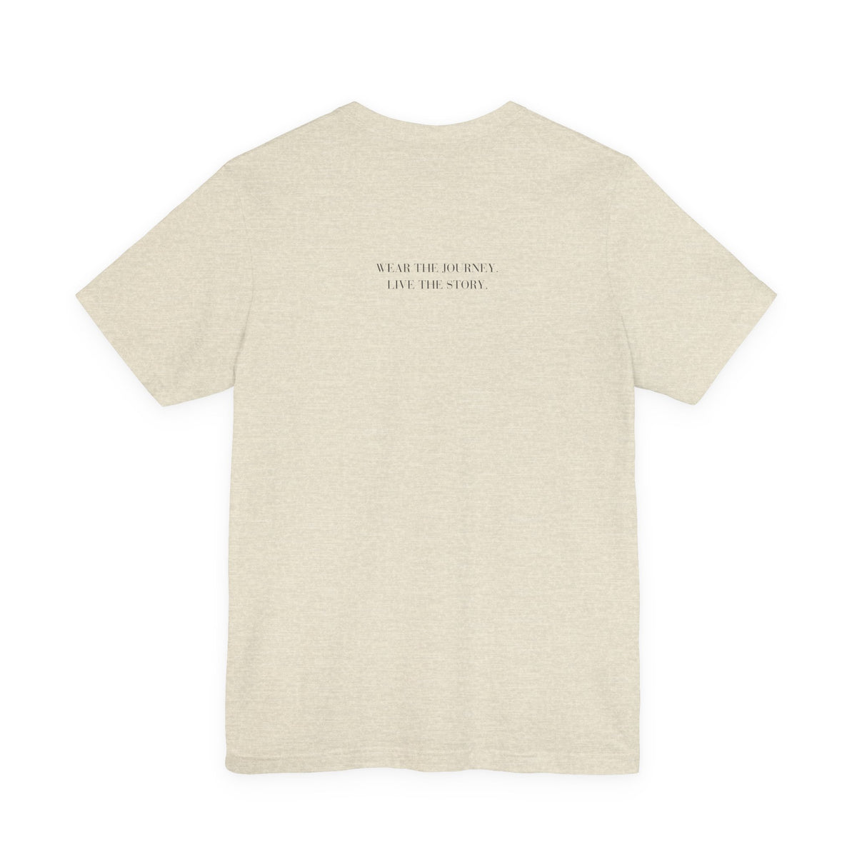 Back view of the Wander Often tee with Wear the Journey Live the Story message
