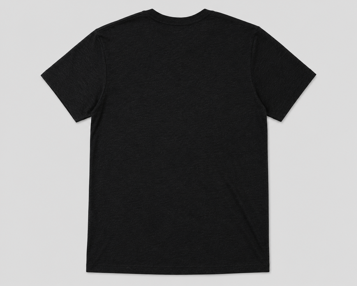 Black t-shirt on a light gray background