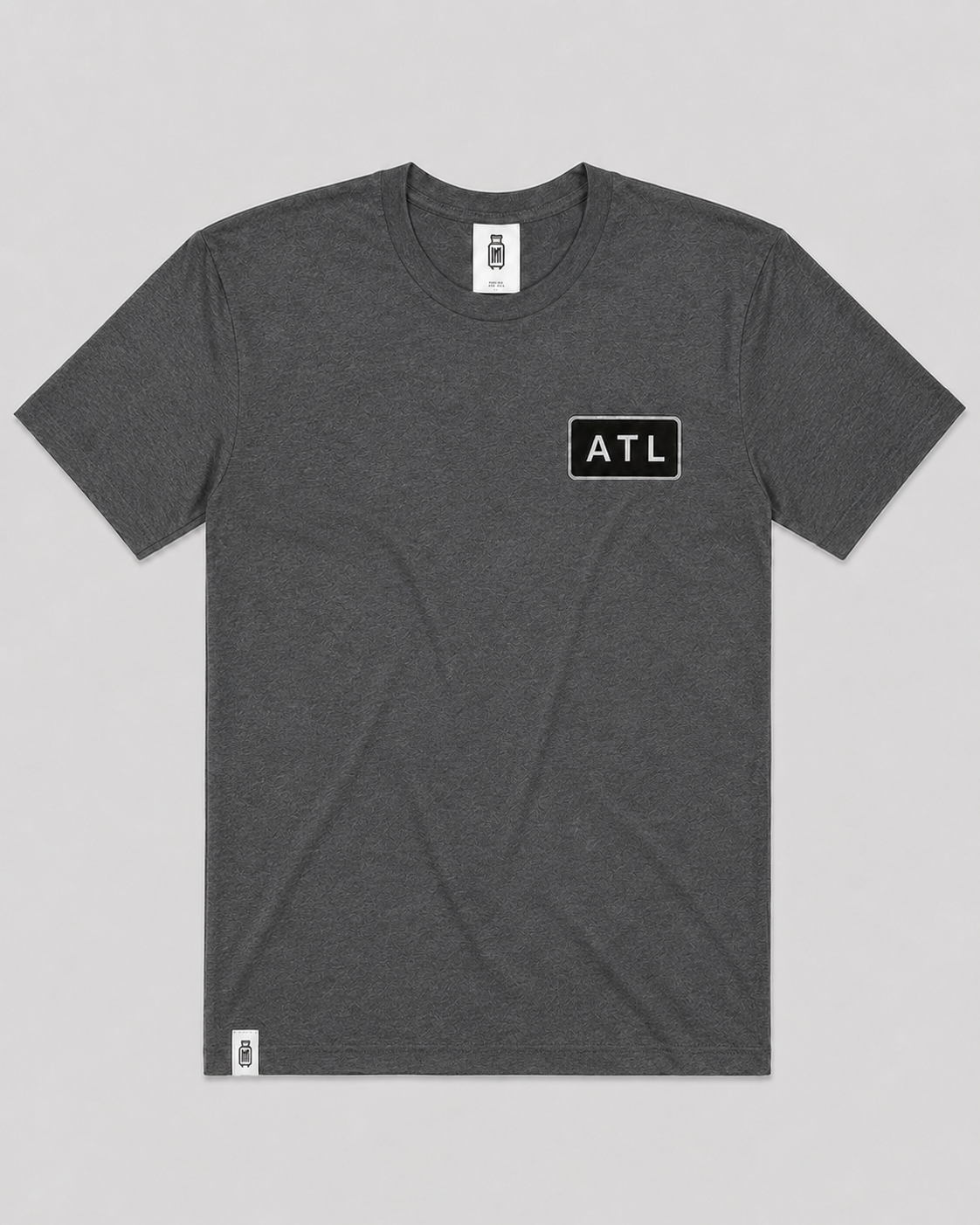 Gray t-shirt with 'ATL' logo on a gray background