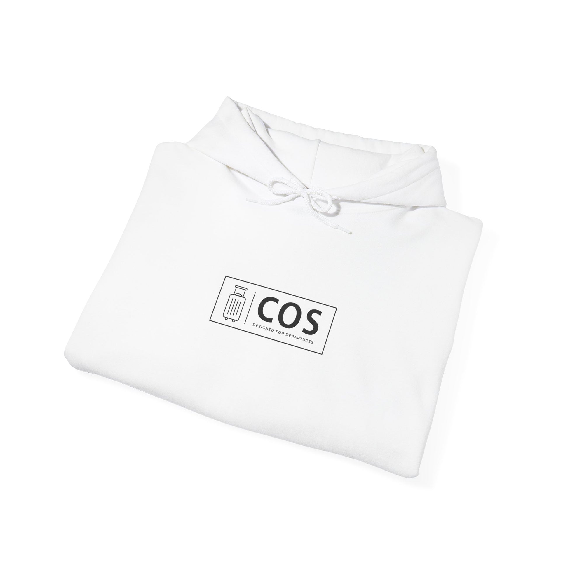 COS Logo white hoodie folded front view