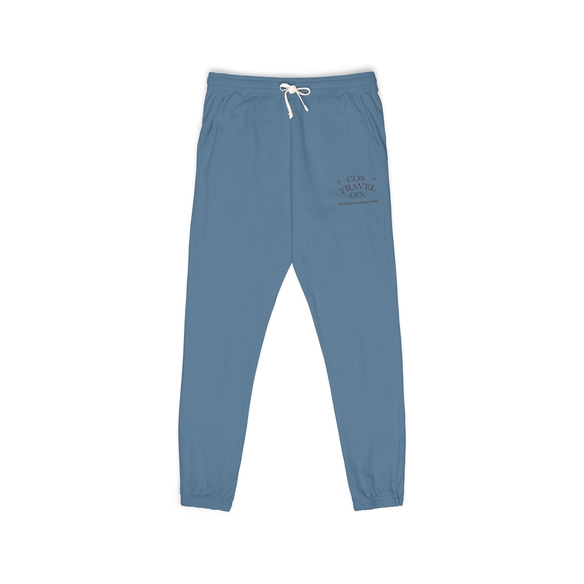 COS Travel Co. blue Jean sweat pants front view