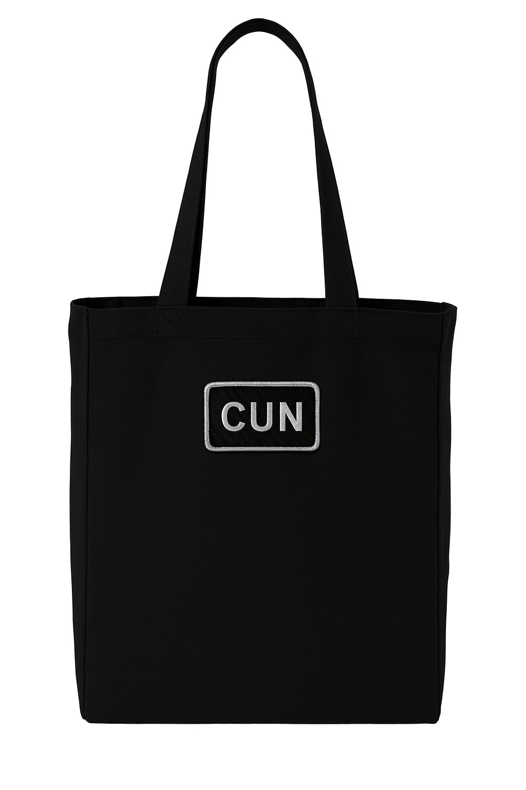 CUN Cancun Canvas tote bag front view showing durable straps and stitching