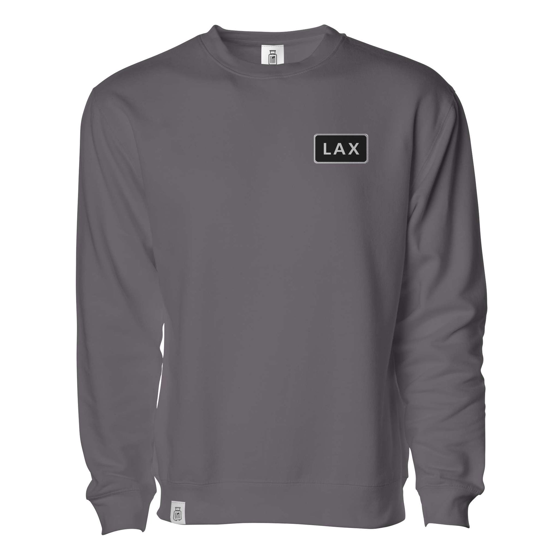 LAX Los Angeles airport crewneck sweatshirt gray — front view