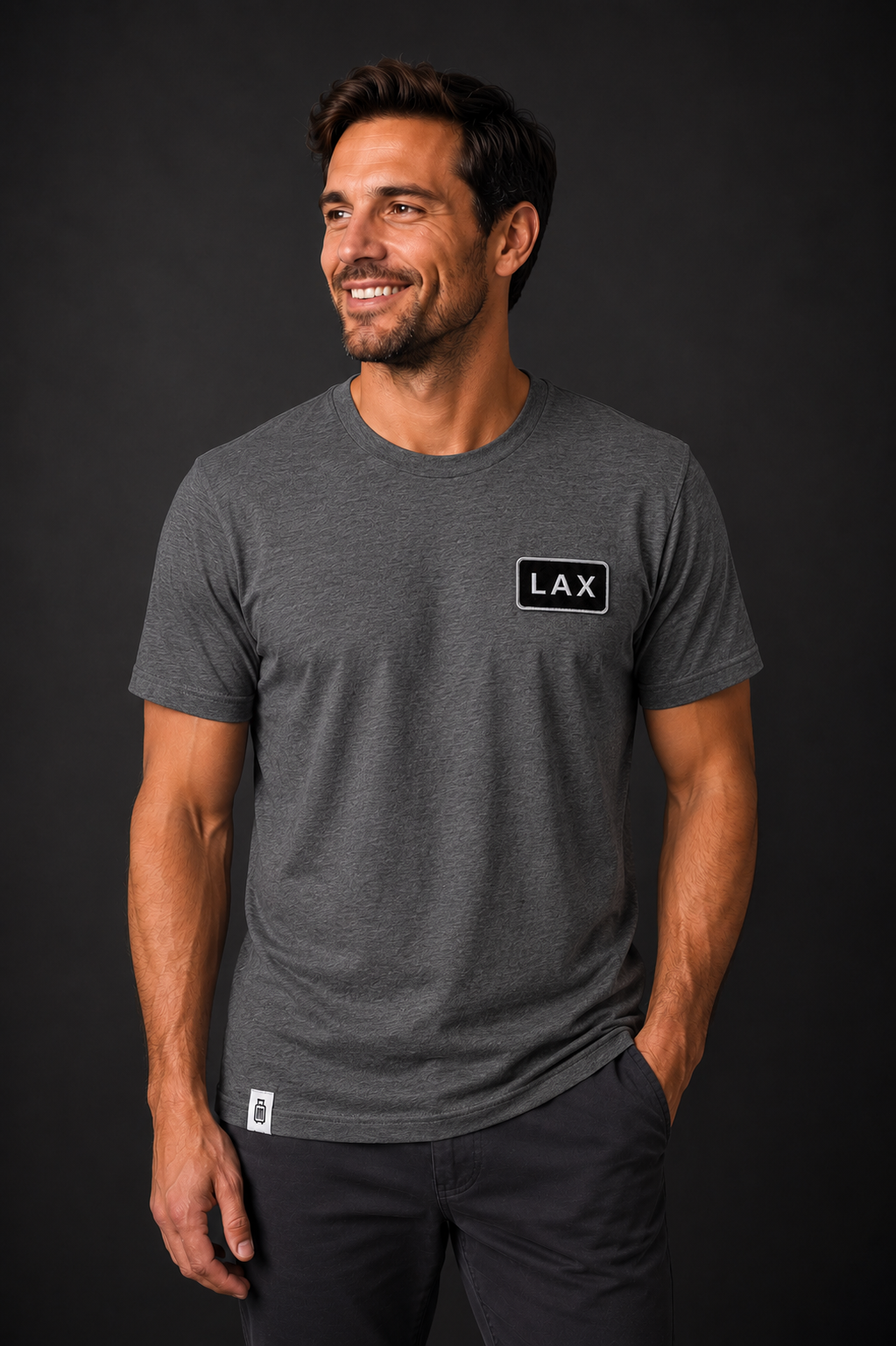 LAX premium Dark Grey gray shirt lifestyle image