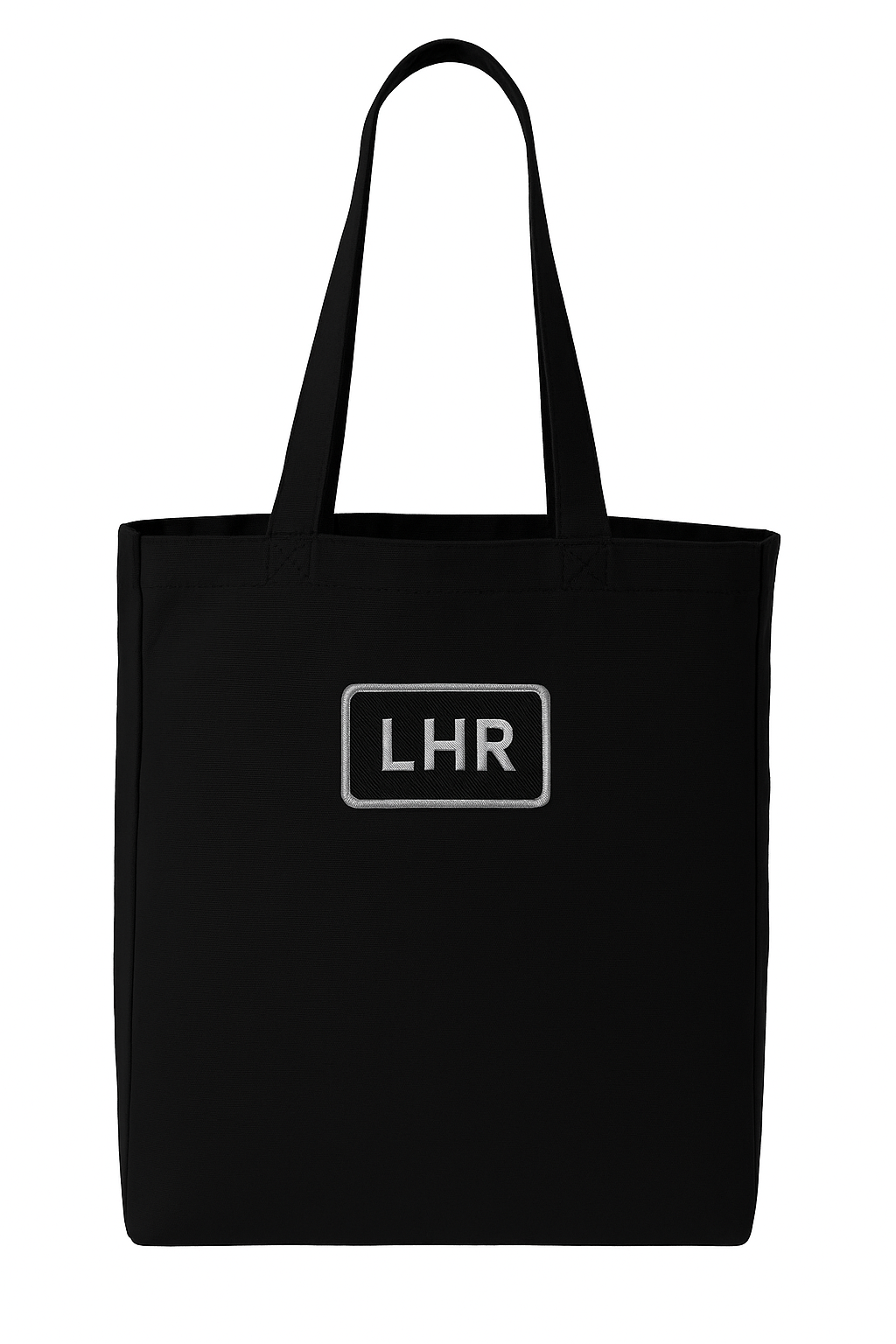 London  LHR Canvas tote bag front view showing durable straps and stitching
