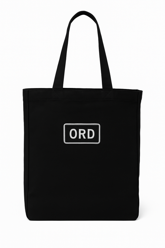 ORD Chicago Canvas tote bag front view showing durable straps and stitching