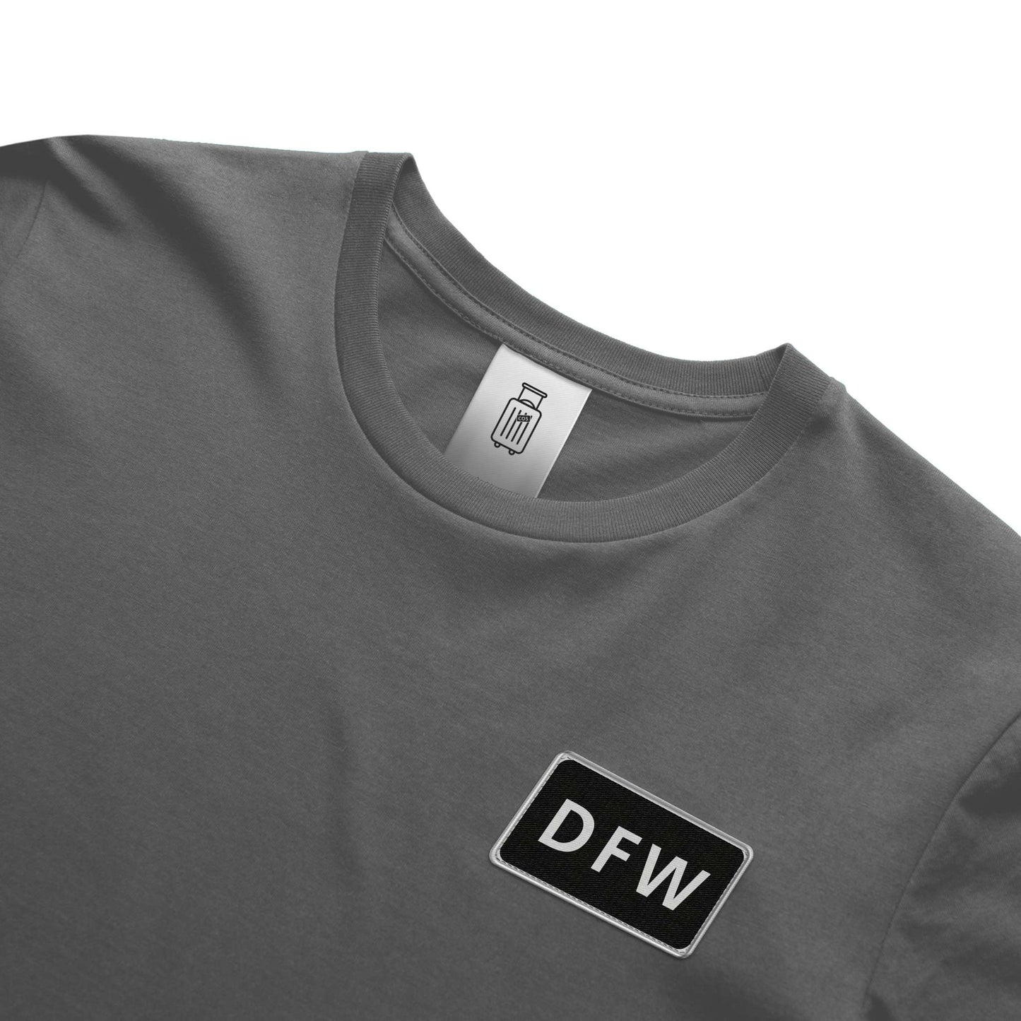 DFW Dallas Fort Worth ultra t-shirt gray - close up view