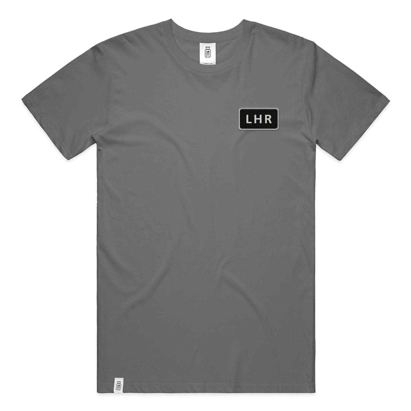 LHR London ultra premium t-shirt front view gray