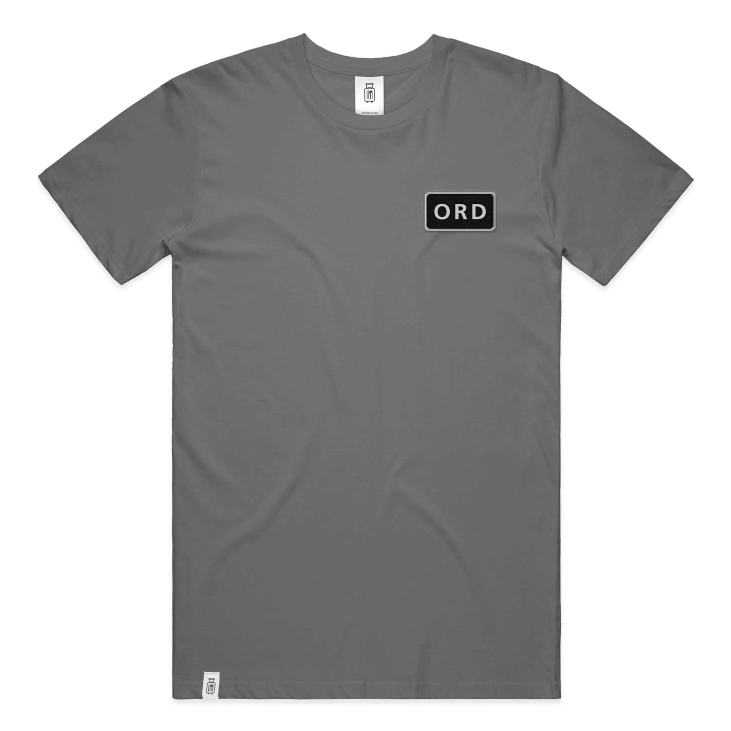 ORD Chicago O’Hare ultra premium t-shirt front view gray