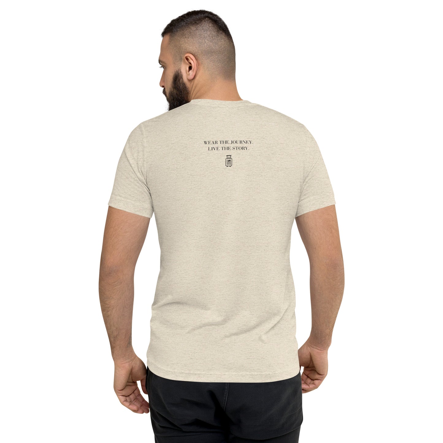 Wander Often travel T-shirt, lifestyle back view