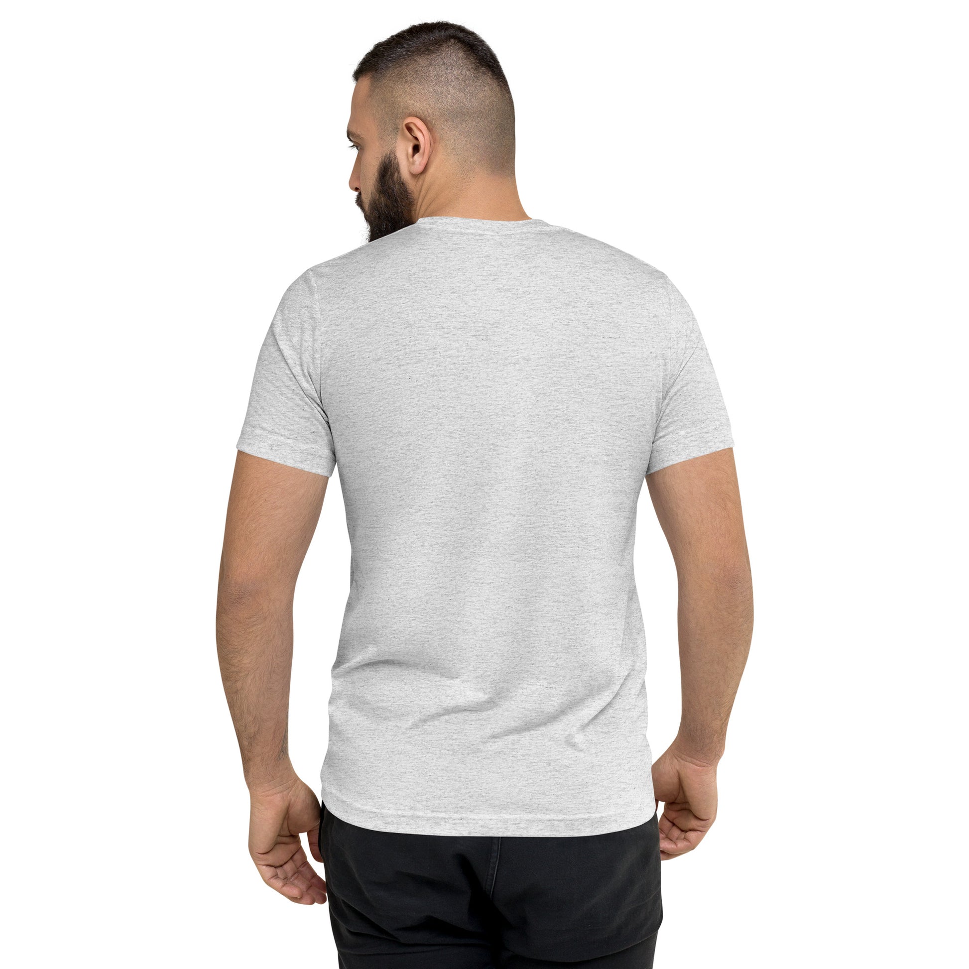 Window Seat White Fleck triblend T-shirt, alternate back view