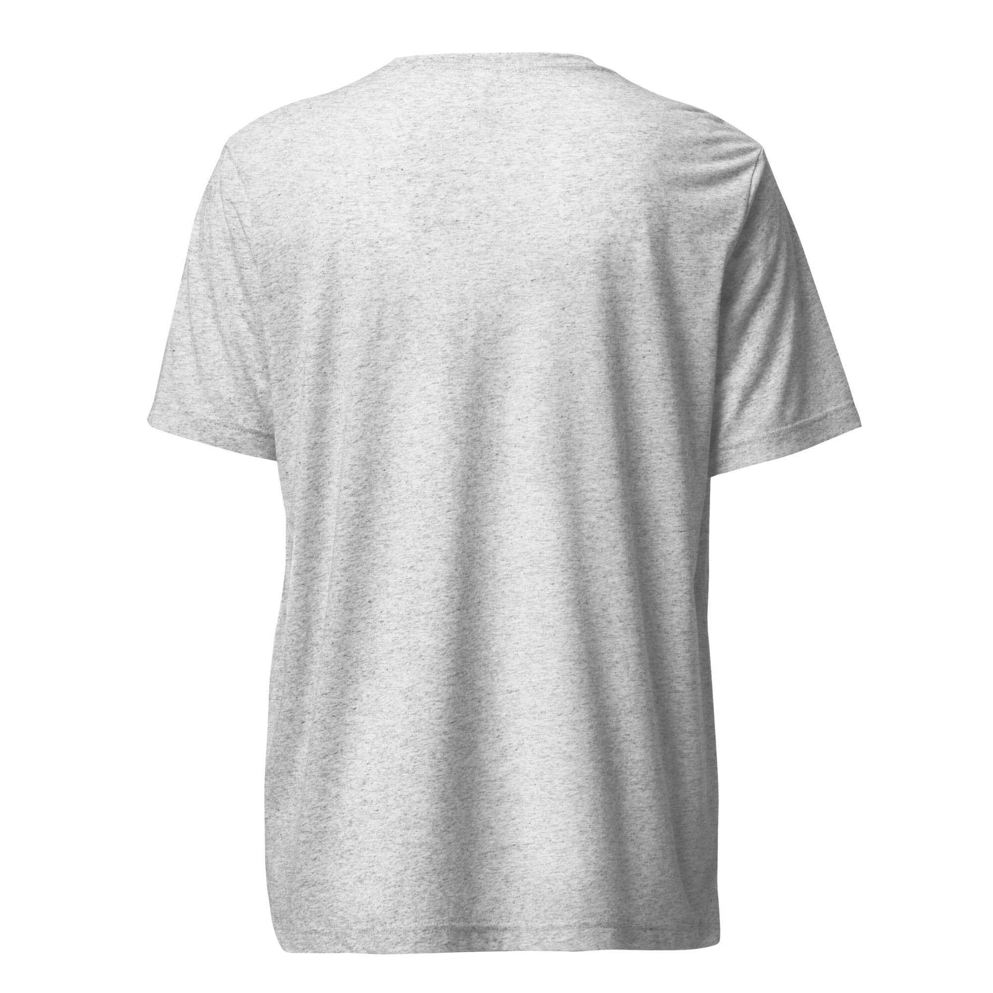 Window Seat White Fleck triblend travel T-shirt, clean back view
