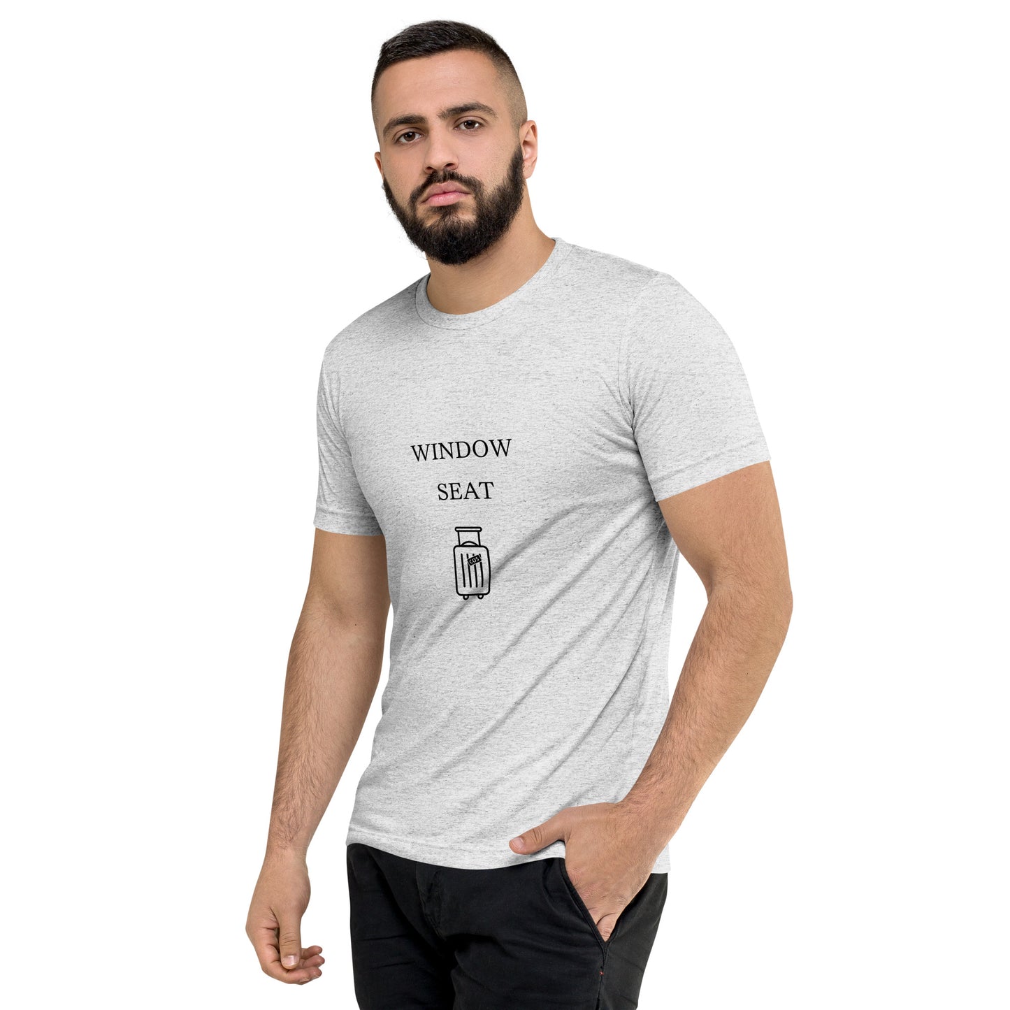 Window Seat travel T-shirt, left-front angled view