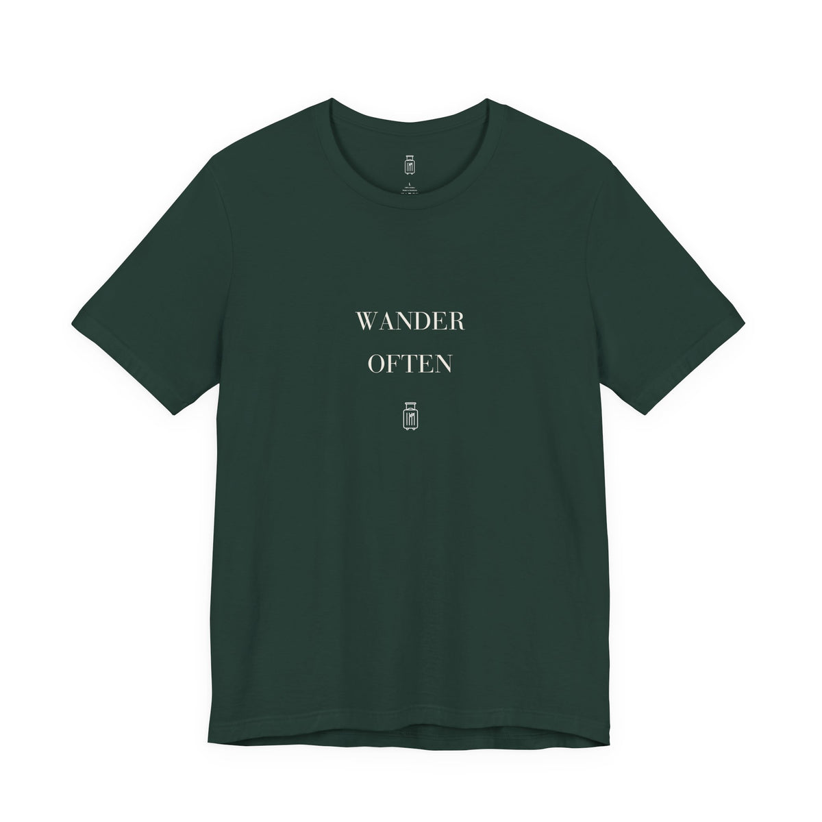 Wander Often tee in Forest, corrected front view
