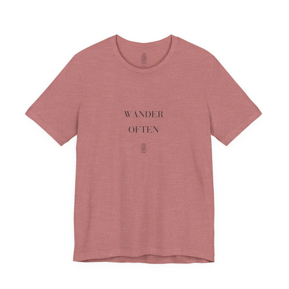 Wander Often tee in Heather Mauve, front view