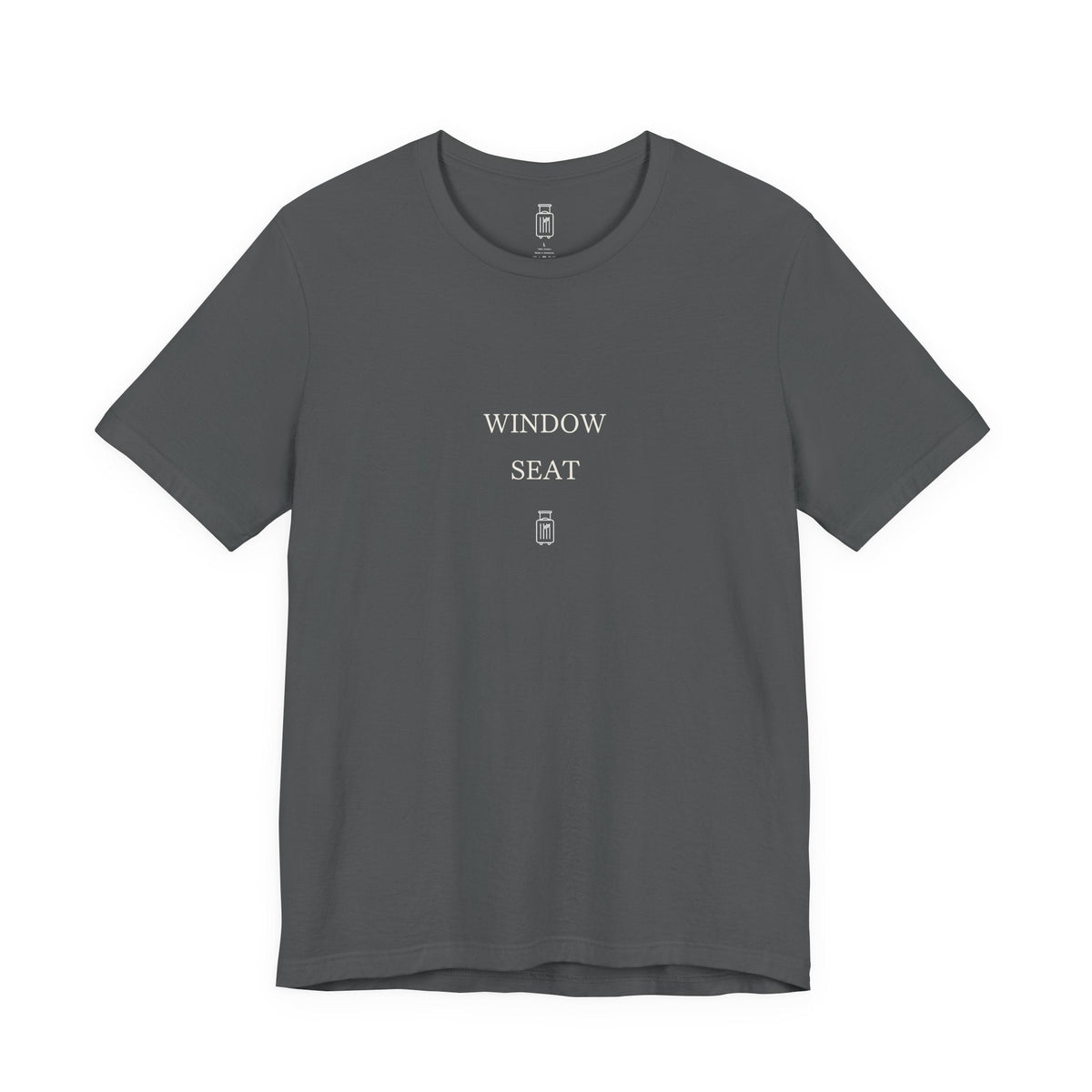 Window Seat travel tee in Asphalt, corrected front view