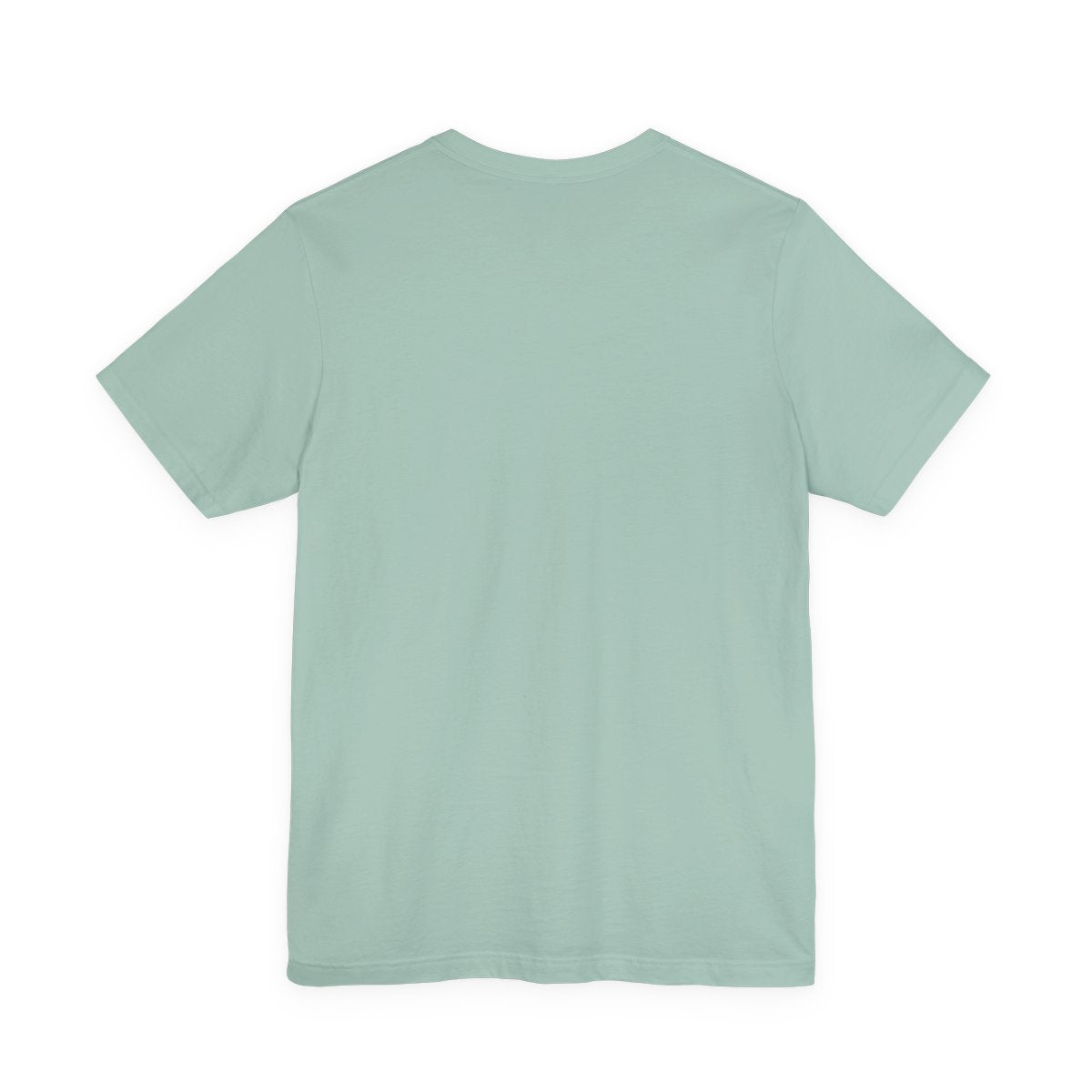 Window Seat travel tee in Dusty Blue, back view